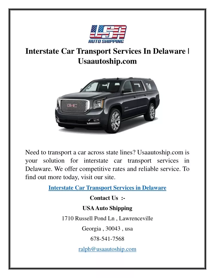 interstate car transport services in delaware