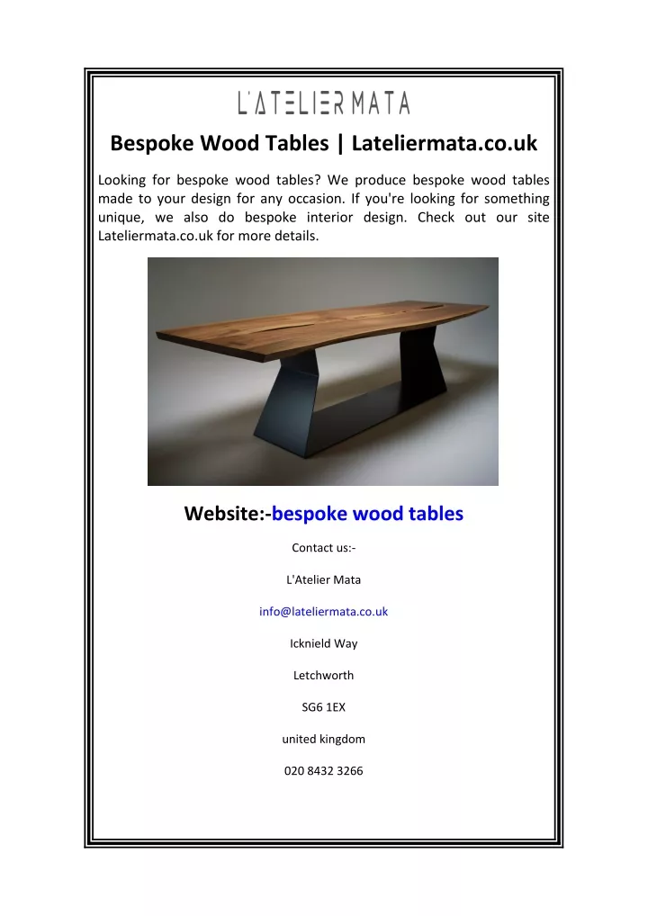 bespoke wood tables lateliermata co uk