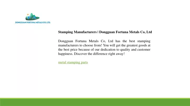 stamping manufacturers dongguan fortuna metals