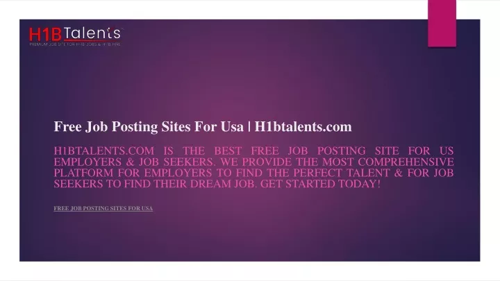 free job posting sites for usa h1btalents com
