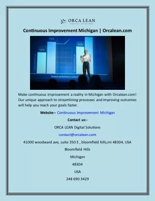 Continuous Improvement Michigan  Orcalean