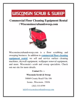 Commercial Floor Cleaning Equipment Rental  Wisconsinscrubandsweep