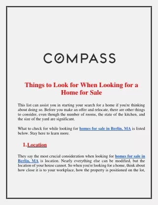 Things to Look for When Looking for a Home for Sale