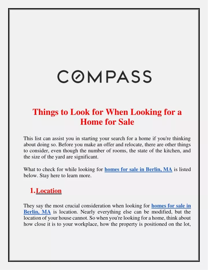 things to look for when looking for a home