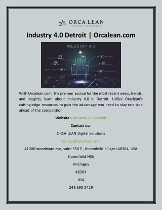 Industry 4.0 Detroit  Orcalean