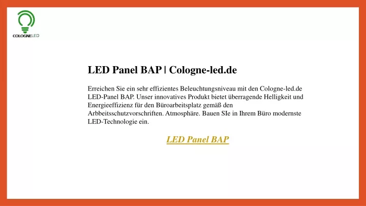 led panel bap cologne led de erreichen