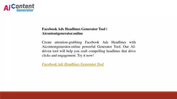 facebook ads headlines generator tool