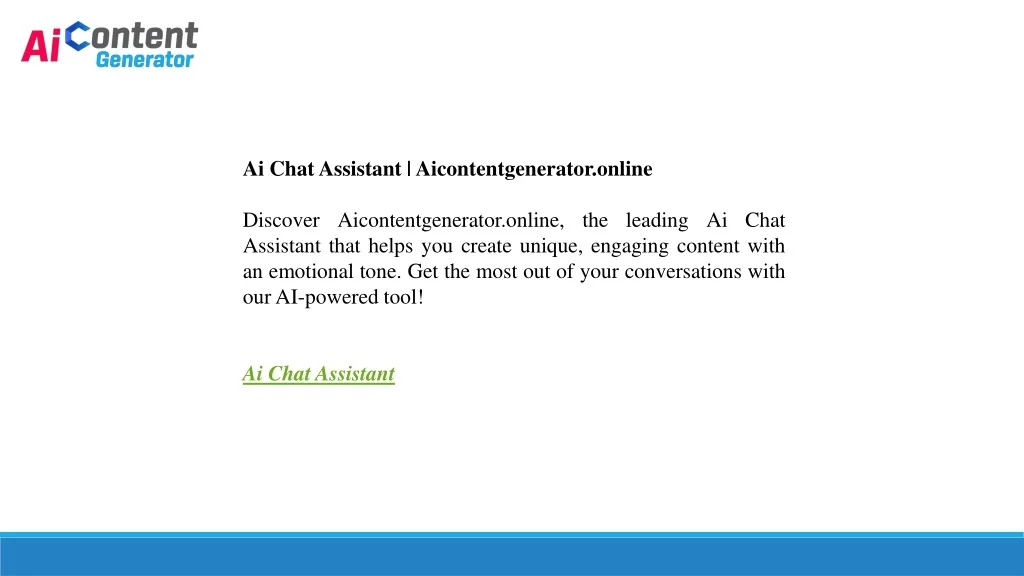 PPT - Ai Chat Assistant Aicontentgenerator.online PowerPoint ...