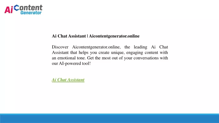 ai chat assistant aicontentgenerator online