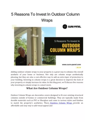 5 Reasons To Invest In Outdoor Column Wraps