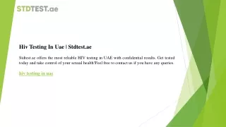 Hiv Testing In Uae  Stdtest.ae