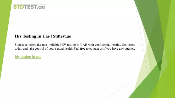 hiv testing in uae stdtest ae stdtest ae offers