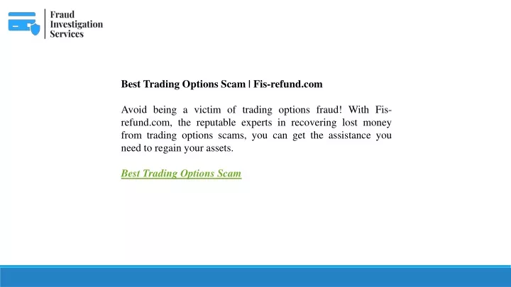 best trading options scam fis refund com avoid
