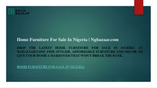 Home Furniture For Sale In Nigeria  Ngbazaar.com