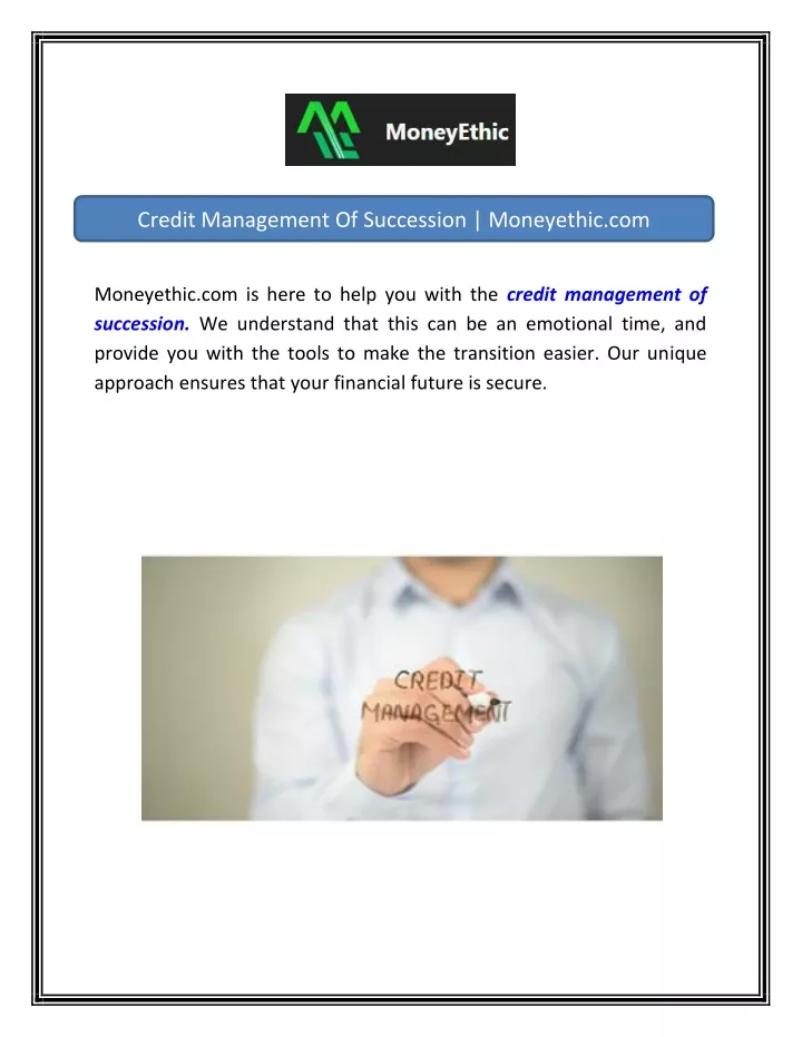 credit management of succession moneyethic com