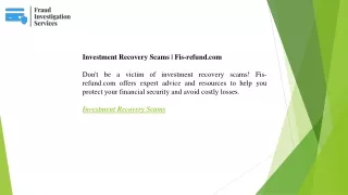 Investment Recovery Scams  Fis-refund.com