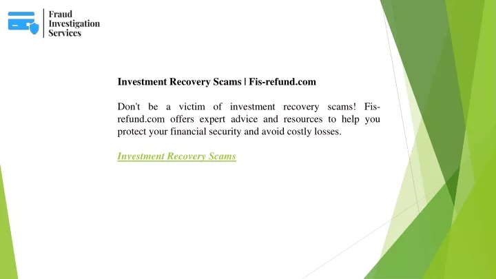 investment recovery scams fis refund