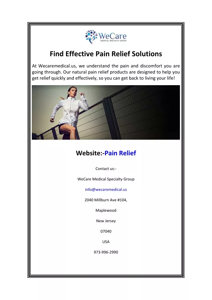 find effective pain relief solutions