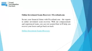 Online Investment Scams Recovery Fis-refund.com