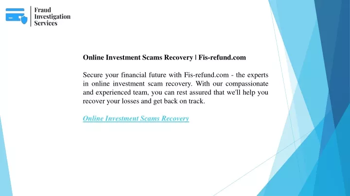 online investment scams recovery fis refund