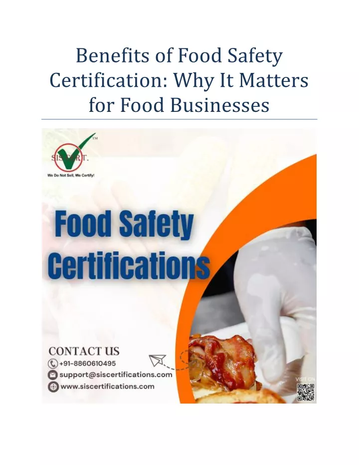 benefits of food safety certification