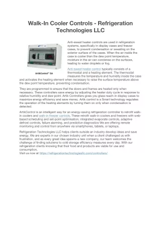 walk in cooler controls refrigeration