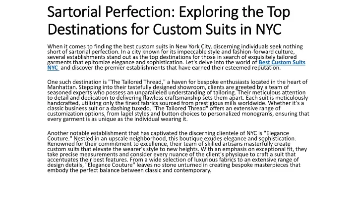 sartorial perfection exploring the top destinations for custom suits in nyc