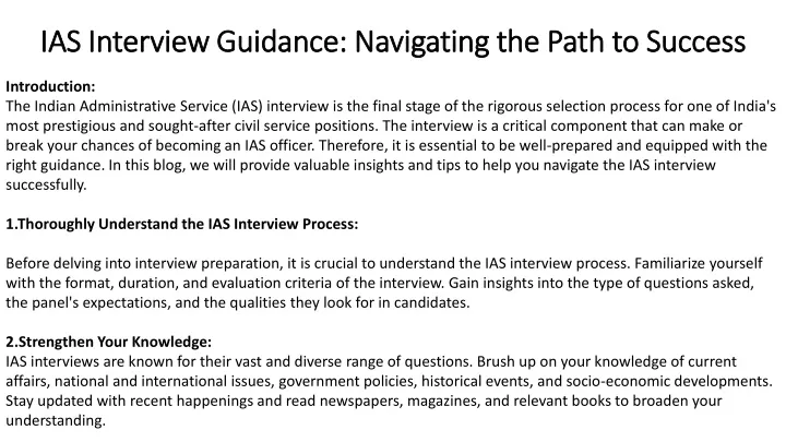 ias interview guidance navigating the path to success