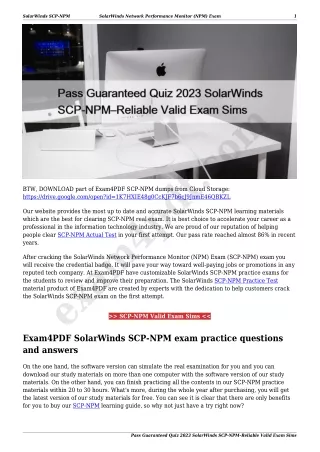 Pass Guaranteed Quiz 2023 SolarWinds SCP-NPM–Reliable Valid Exam Sims