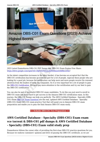 Amazon DBS-C01 Exam Questions [2023]-Achieve Highest Scores