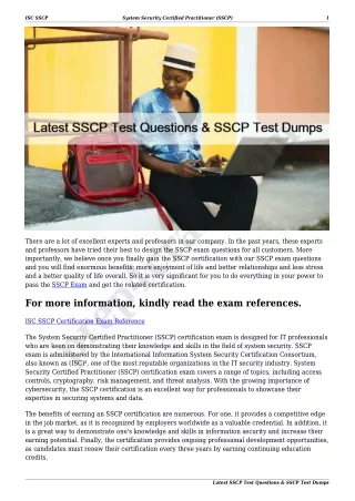 Latest SSCP Test Questions & SSCP Test Dumps