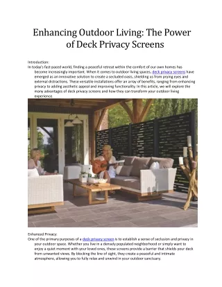 The Power of Deck Privacy Screens