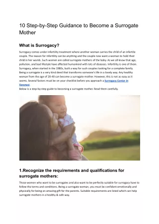 10 Step-by-step Guidance to Become a Surrogate Mother