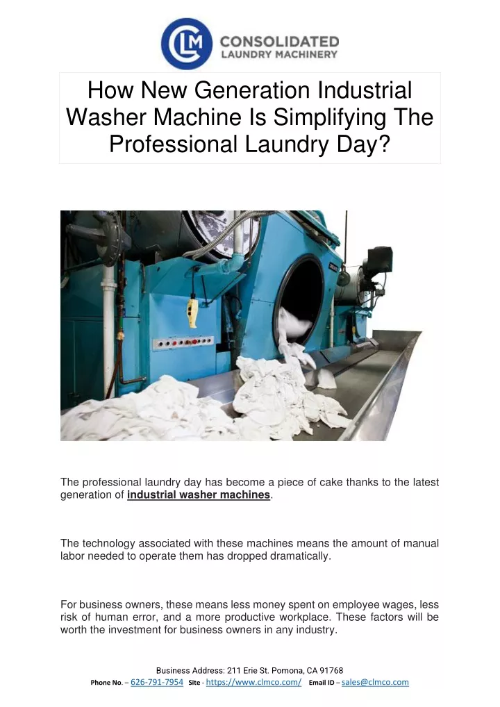 how new generation industrial washer machine