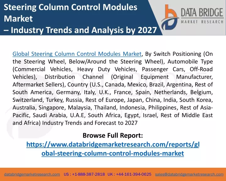 steering column control modules market industry