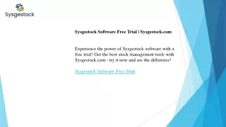 Sysgestock Software Free Trial Sysgestock.com