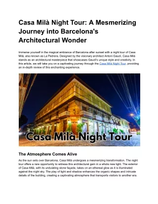 Casa Milà Night Tour_ A Mesmerizing Journey into Barcelona's Architectural Wonder