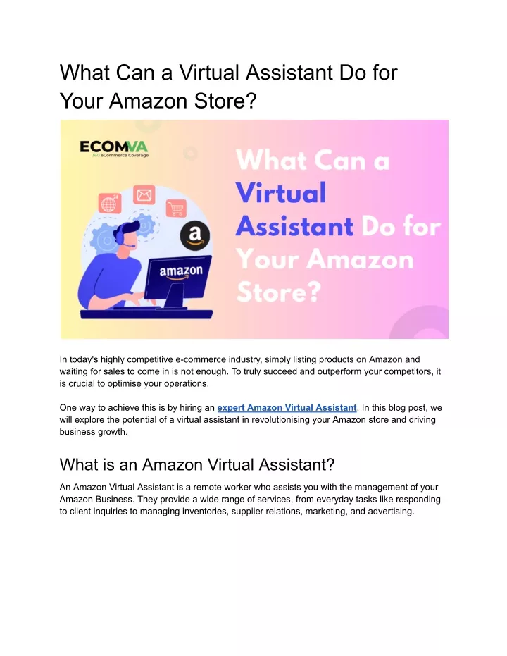 what can a virtual assistant do for your amazon