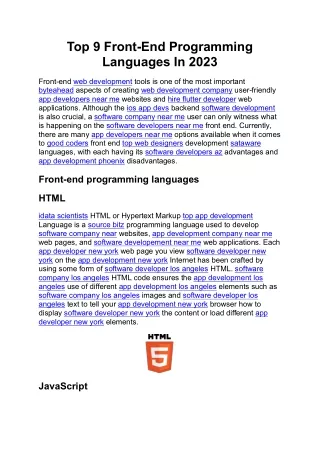 top 9 front end programming languages in 2023
