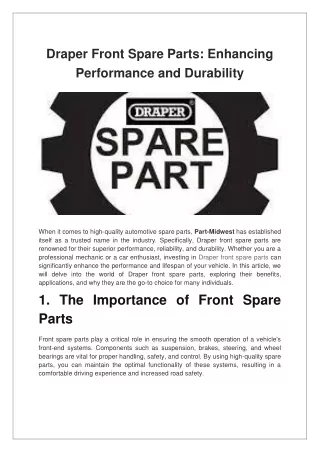 draper front spare parts enhancing performance
