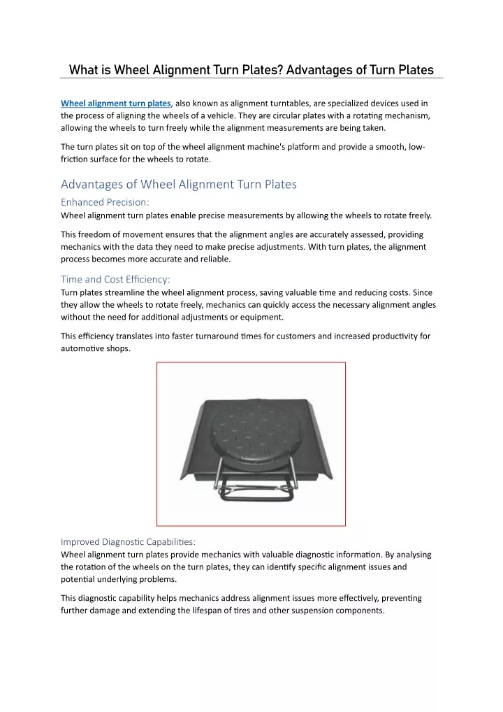 what is wheel alignment turn plates advantages