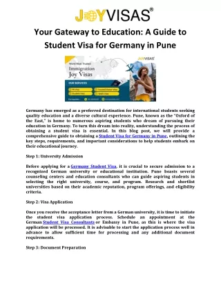 Your Gateway to Education A Guide to Student Visa for Germany in Pune