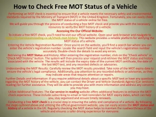 How to Check Free MOT Status of a Vehicle