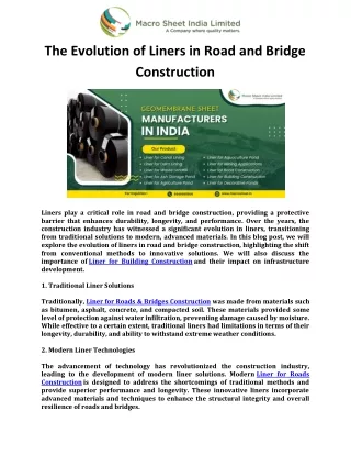 The Evolution of Liners in Road and Bridge Construction