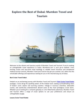 Explore the Best of Dubai - Mumken Travel and Tourism