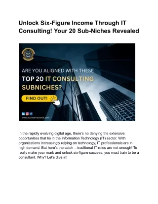 unlock six figure income through it consulting