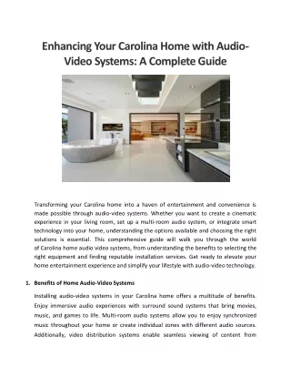 Enhancing Your Carolina Home with Audio-Video Systems A Complete Guide
