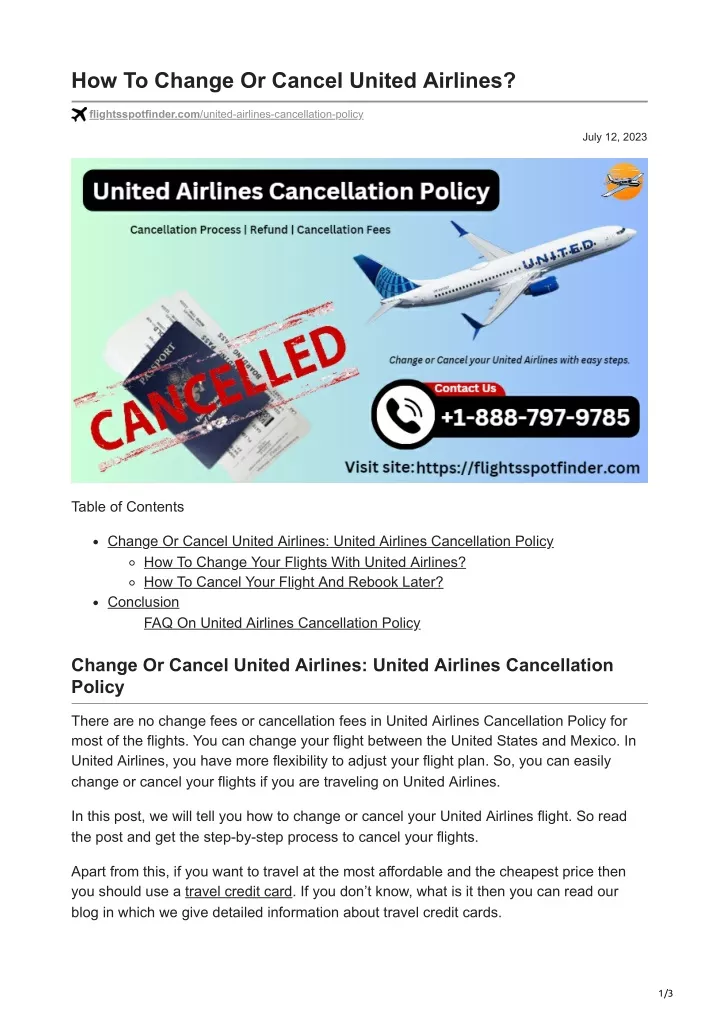how to change or cancel united airlines