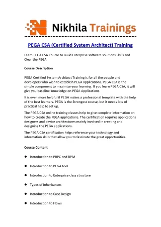 PEGA CSA Training | Pega Online Training
