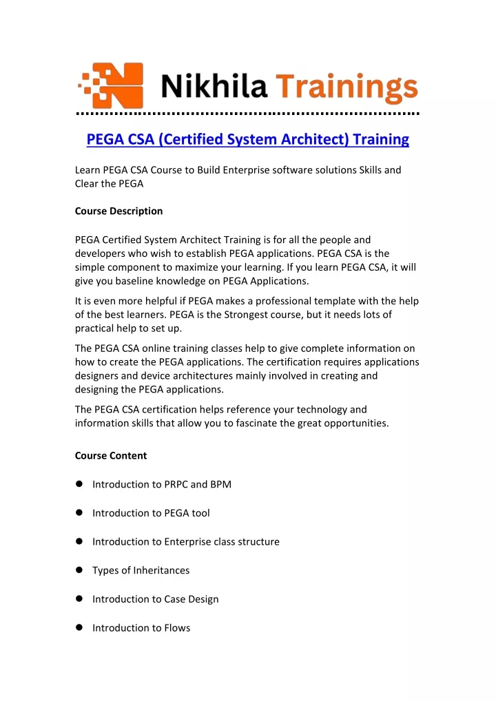 pega csa certified system architect training